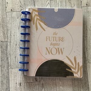 The Happy Planner Blue and Gold Future Begins Now Guided Self-Care Journal.